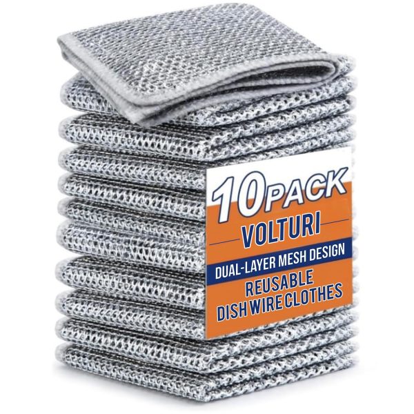 VOLTURI Non Scratch Wire Dish Cloth (Pack of 10)