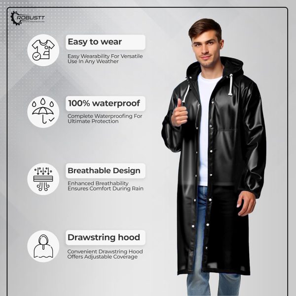 Robustt Unisex Raincoat With Hood - Image 2